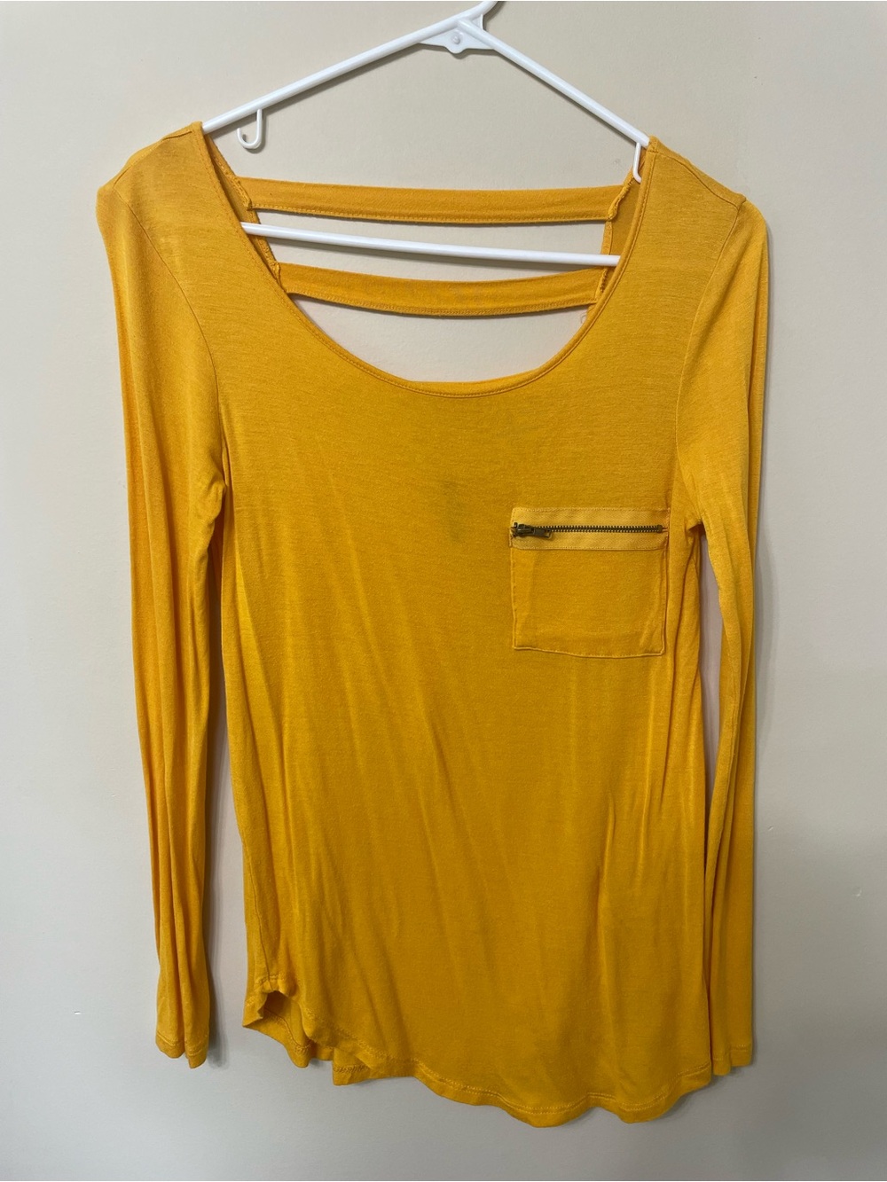 Splash Mustard Long-Sleeve Top with Back Strap Detail